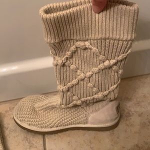 UGG Classic Argyle Knit Boots - Cream - Size 6